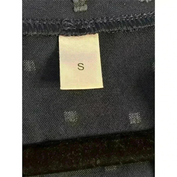 Women's V-Neck Textured Dot Blouse Lace Trim Puff Sleeve Blue S - Picture 13 of 13